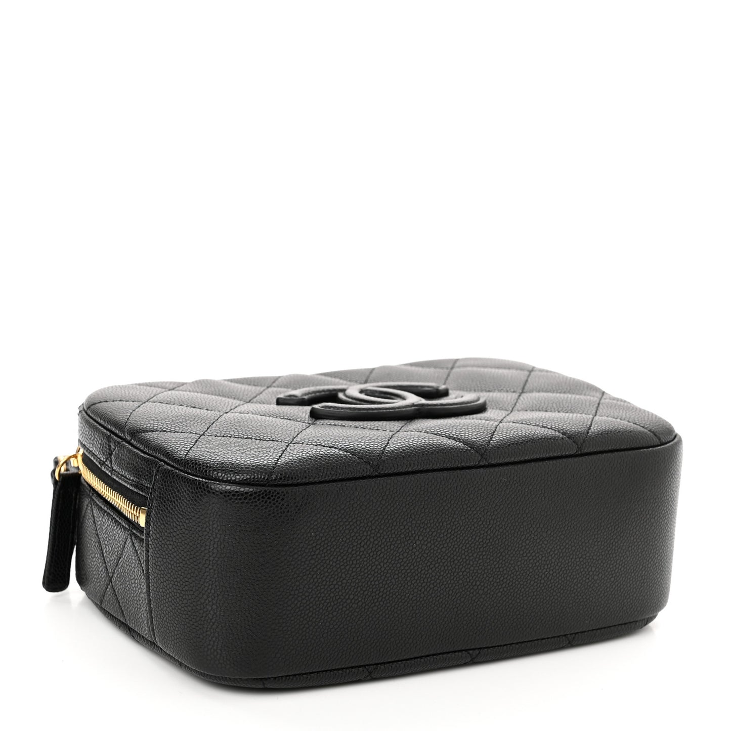Caviar Quilted CC Small Top Handle Vanity Case Black