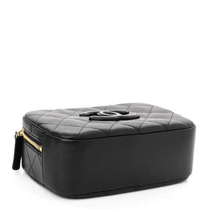 Chanel Caviar Quilted CC Small Top Handle Vanity Case Black 4 of 10