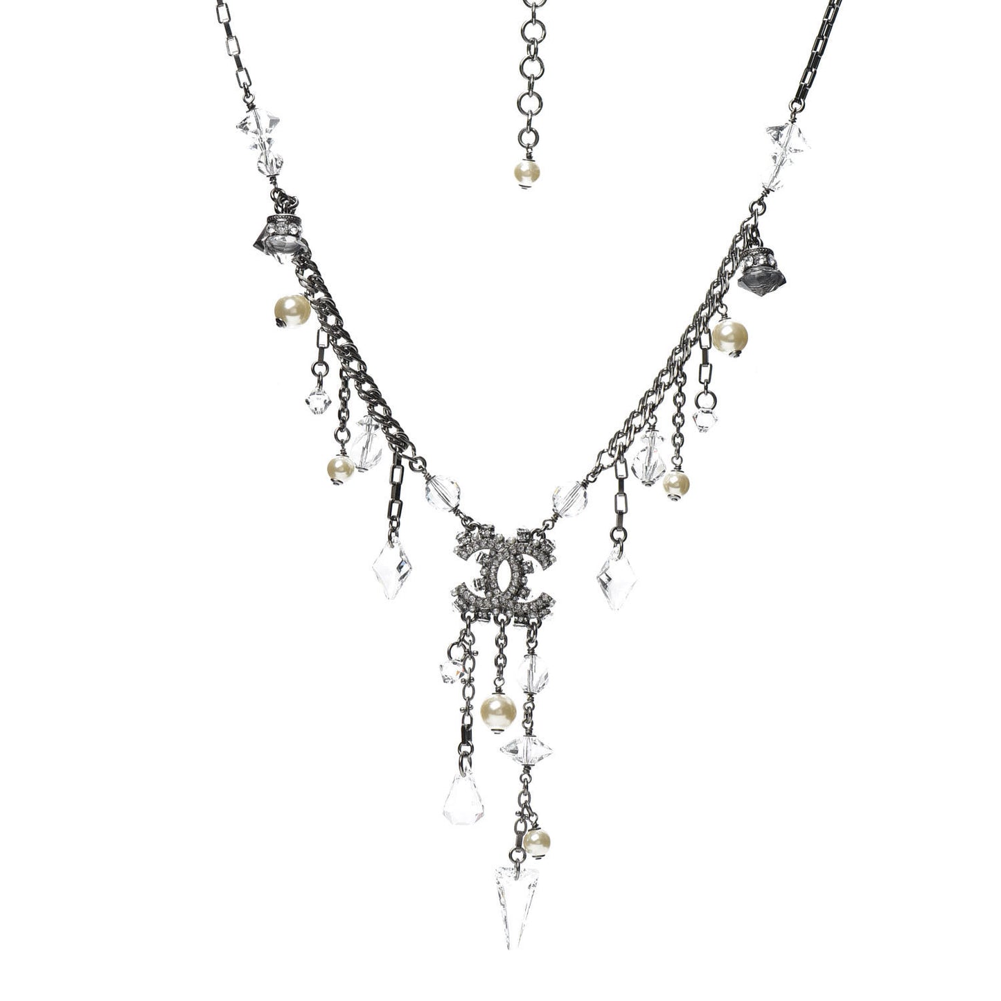 Ruthenium Crystal Pearl Necklace