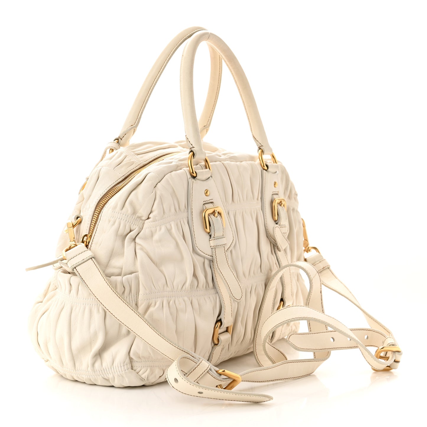 Nappa Gaufre Shopping Satchel White