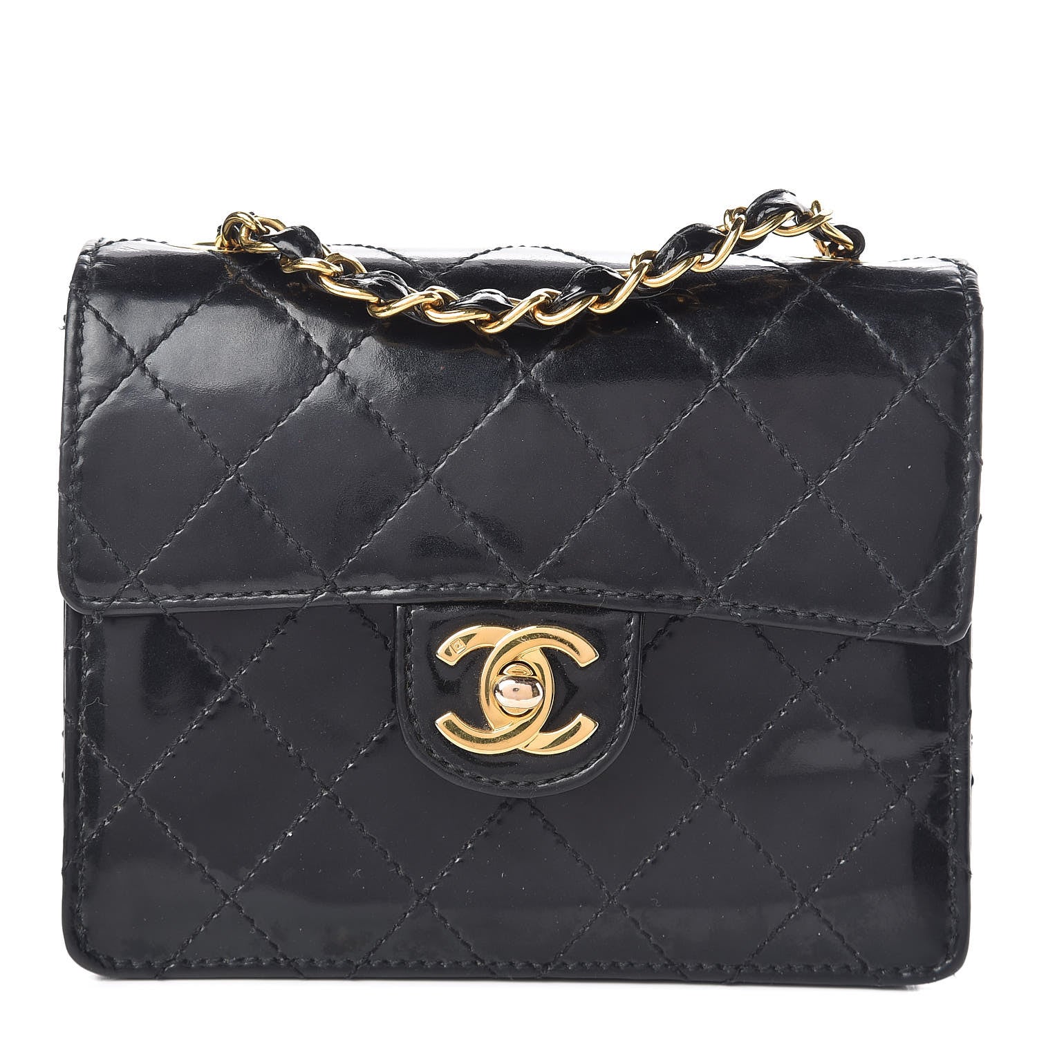 Chanel Glazed Calfskin Quilted Mini Square Flap Black 1 of 14