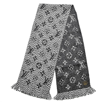Louis Vuitton Wool Silk Logomania Mix Scarf Black 3 of 4