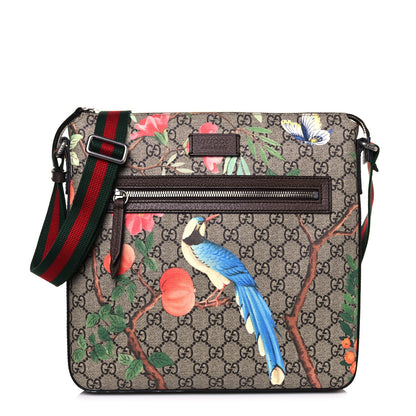 Gucci GG Supreme Monogram Tian Web Medium Flat Messenger Beige Multicolor New Acero 1 of 13