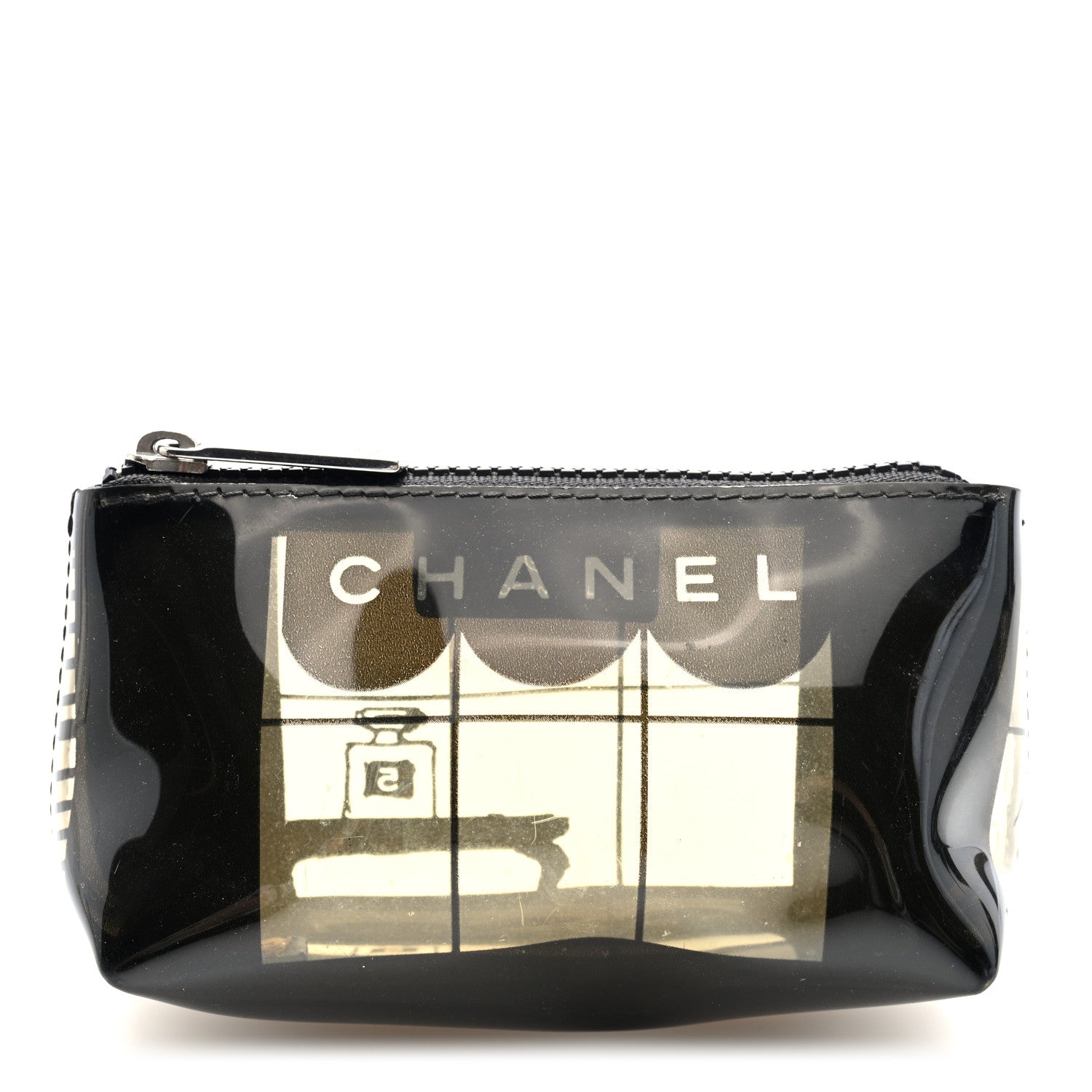 Chanel Vinyl Coco Window Cosmetic Pouch Black 1 of 8