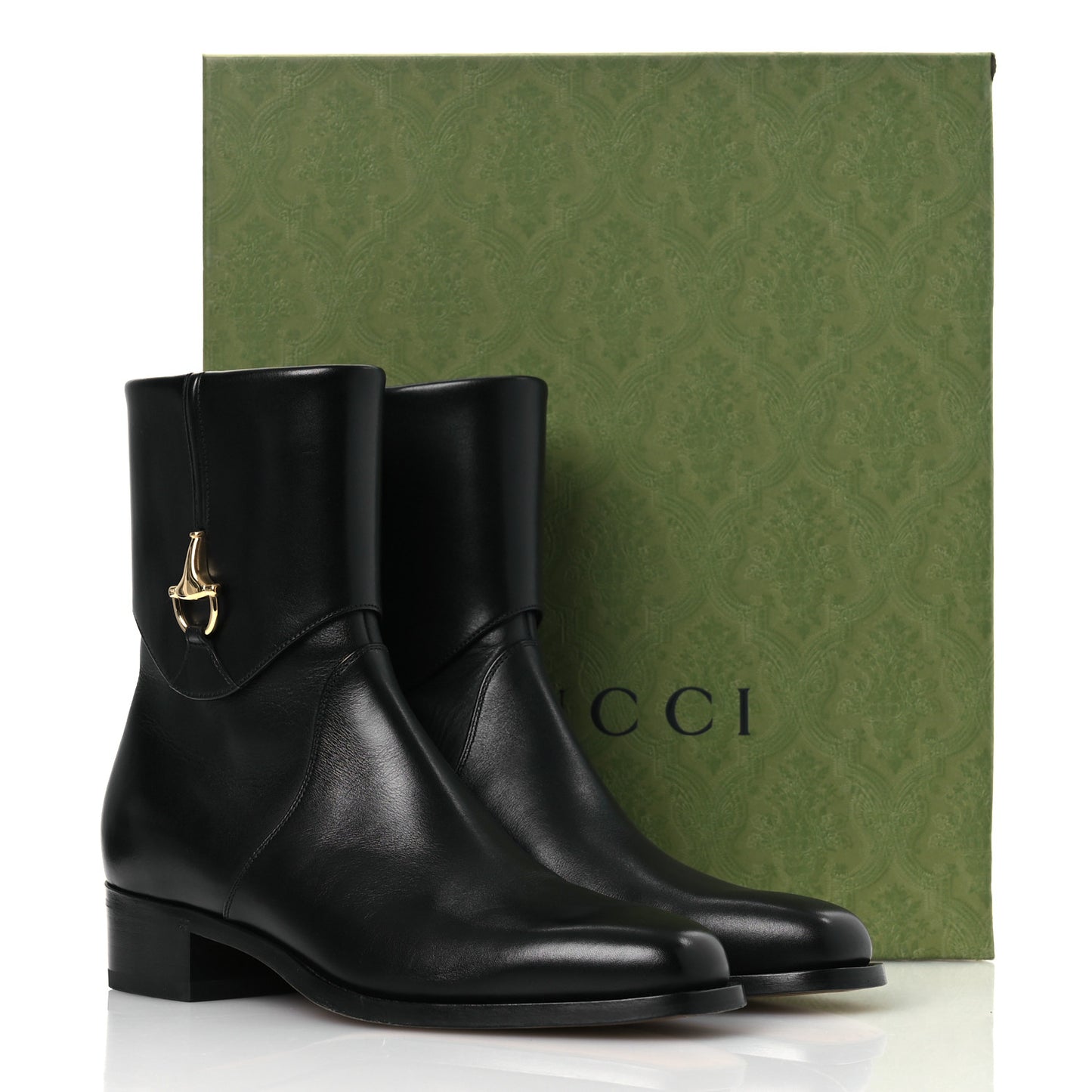 Calfskin Horsebit Mens Elizabeth Ankle Boots 8 Black