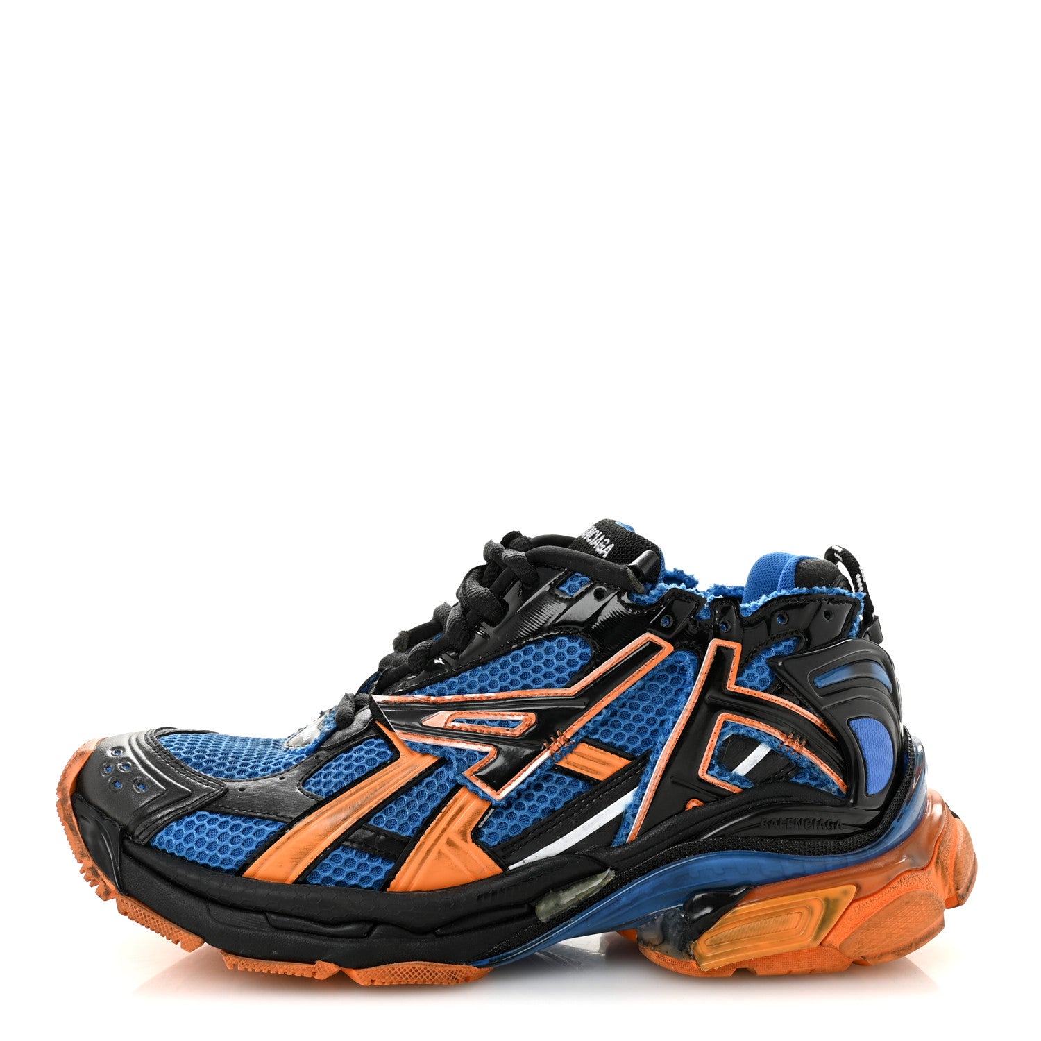 Balenciaga Mesh Rubber Bi-Color Mens Runner Sneakers 10 Blue Orange Black White 1 of 10