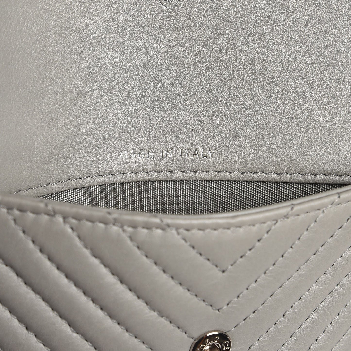 Calfskin Chevron Quilted Boy Wallet On Removable Chain WOC Grey