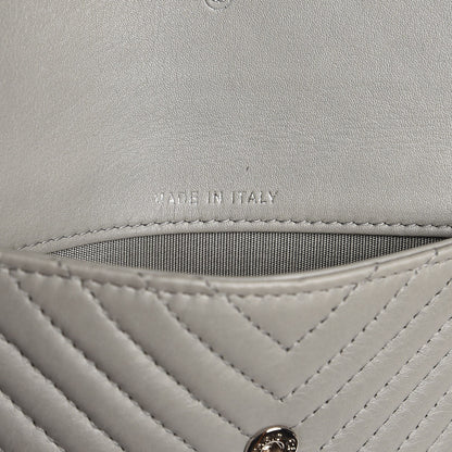 Chanel Calfskin Chevron Quilted Boy Wallet On Removable Chain WOC Grey 10 of 11