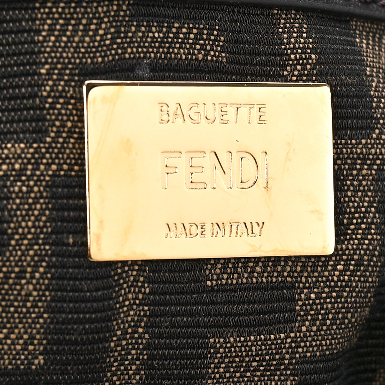 Fendi Fabric Jacquard FF 1974 Medium Baguette Tobacco Moro Black 6 of 9