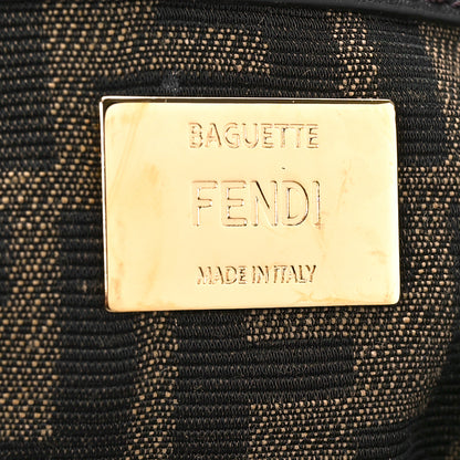 Fendi Fabric Jacquard FF 1974 Medium Baguette Tobacco Moro Black 6 of 9