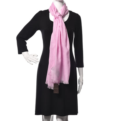 Gucci Wool Silk GG Monogram GGNat Scarf Rose 2 of 4