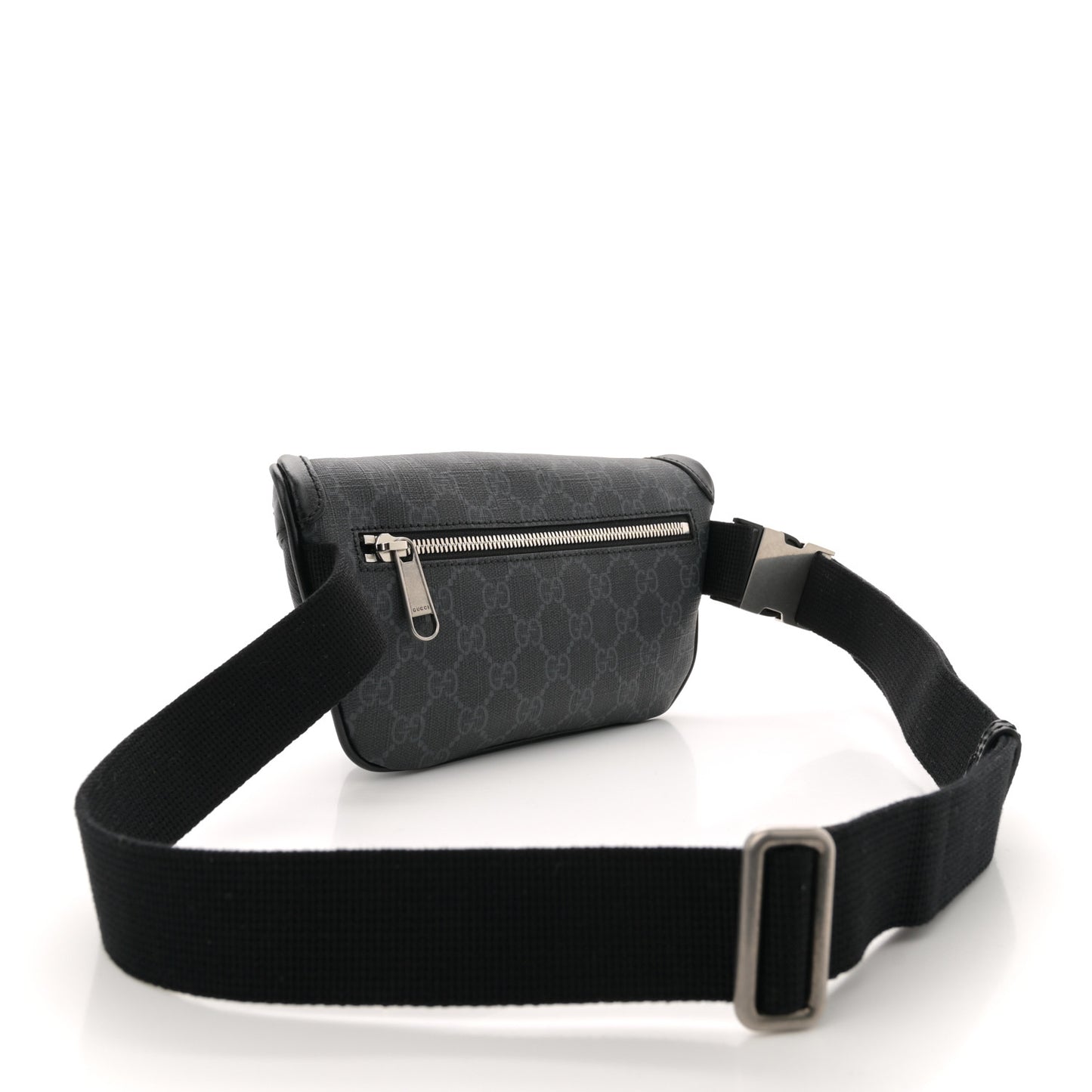 GG Supreme Monogram Textured Calfskin Retro Interlocking G Belt Bag Black