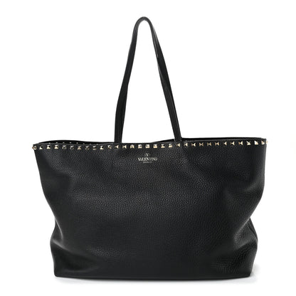 Valentino Garavani Grained Calfskin Rockstud Shoulder Tote Black 1 of 11