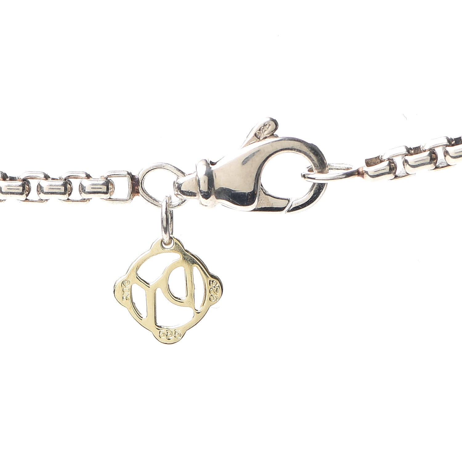 David Yurman Sterling Silver 14K Yellow Gold 2.7mm Small Box Chain Necklace 32" 4 of 5