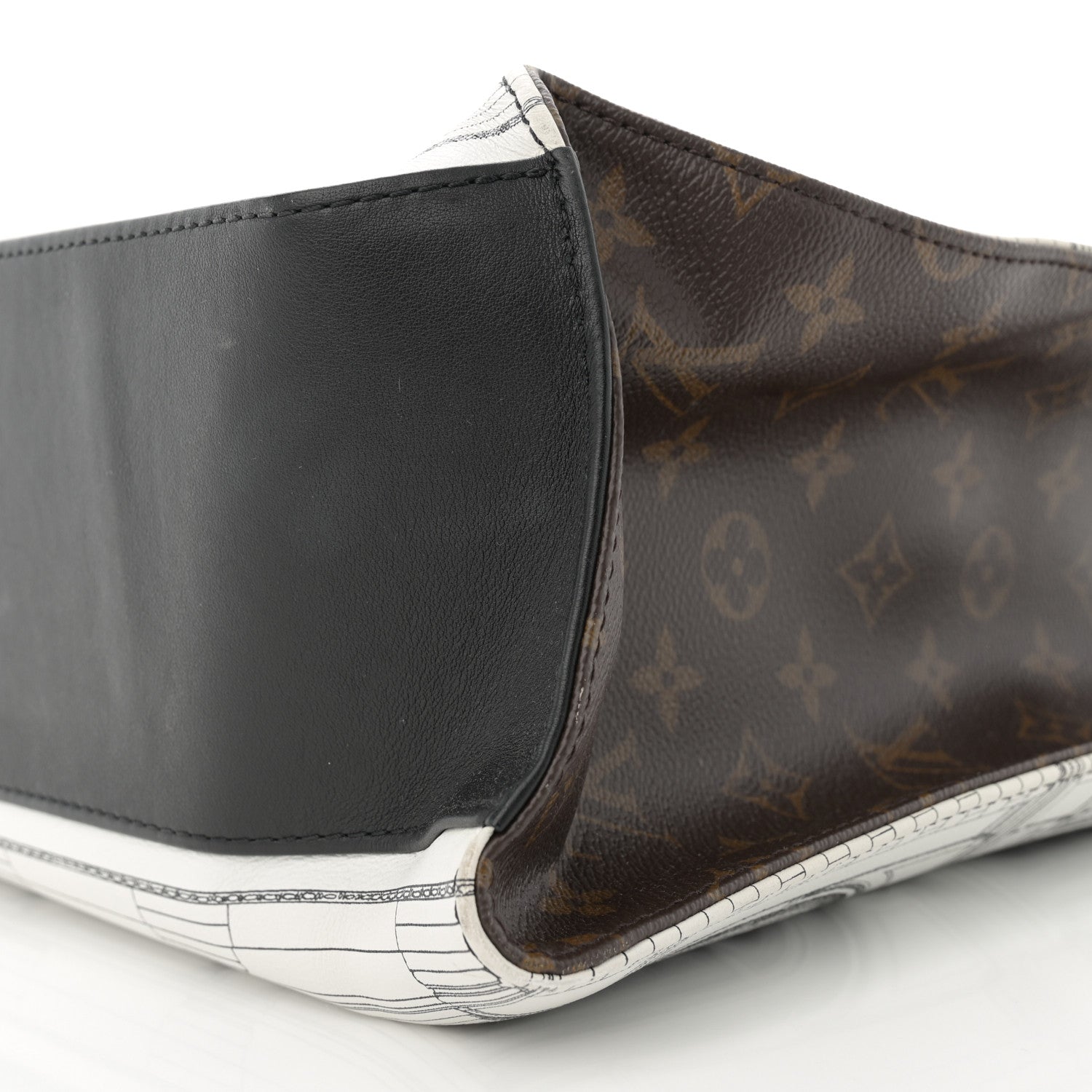 Louis Vuitton X FORNASETTI Calfskin Architettura Onthego MM Black White 9 of 12