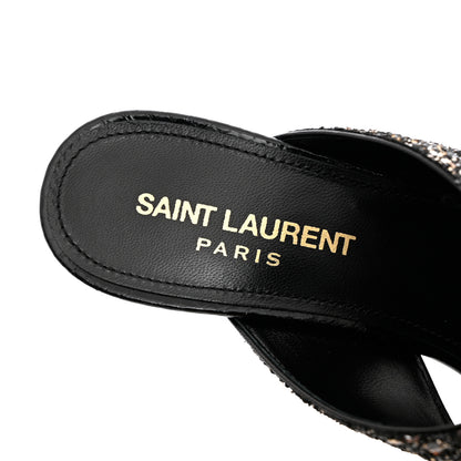 Saint Laurent Glitter LouLou 70 Mule Sandals 35 Black Gold 8 of 10