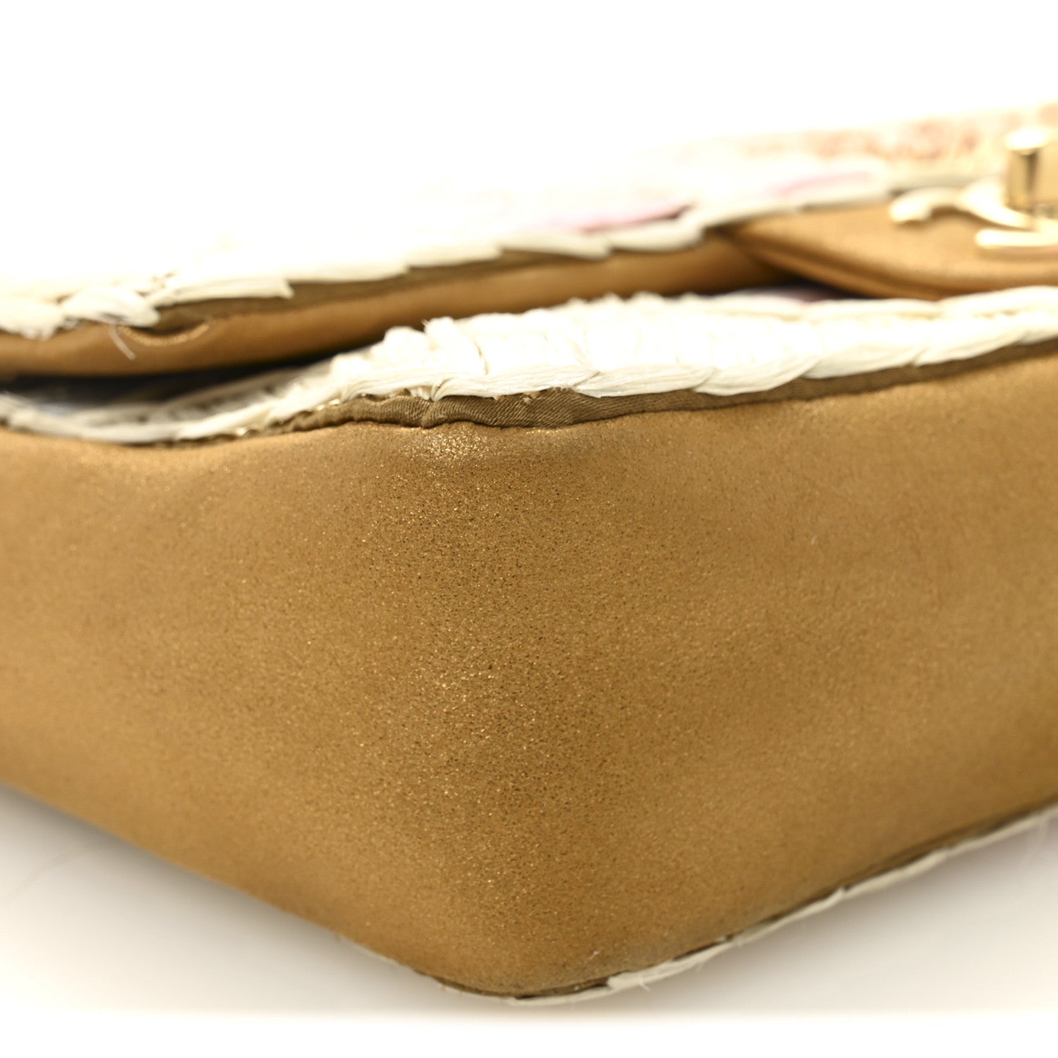 Chanel Metallic Woven Raffia Patchwork Single Flap Gold 9 of 12