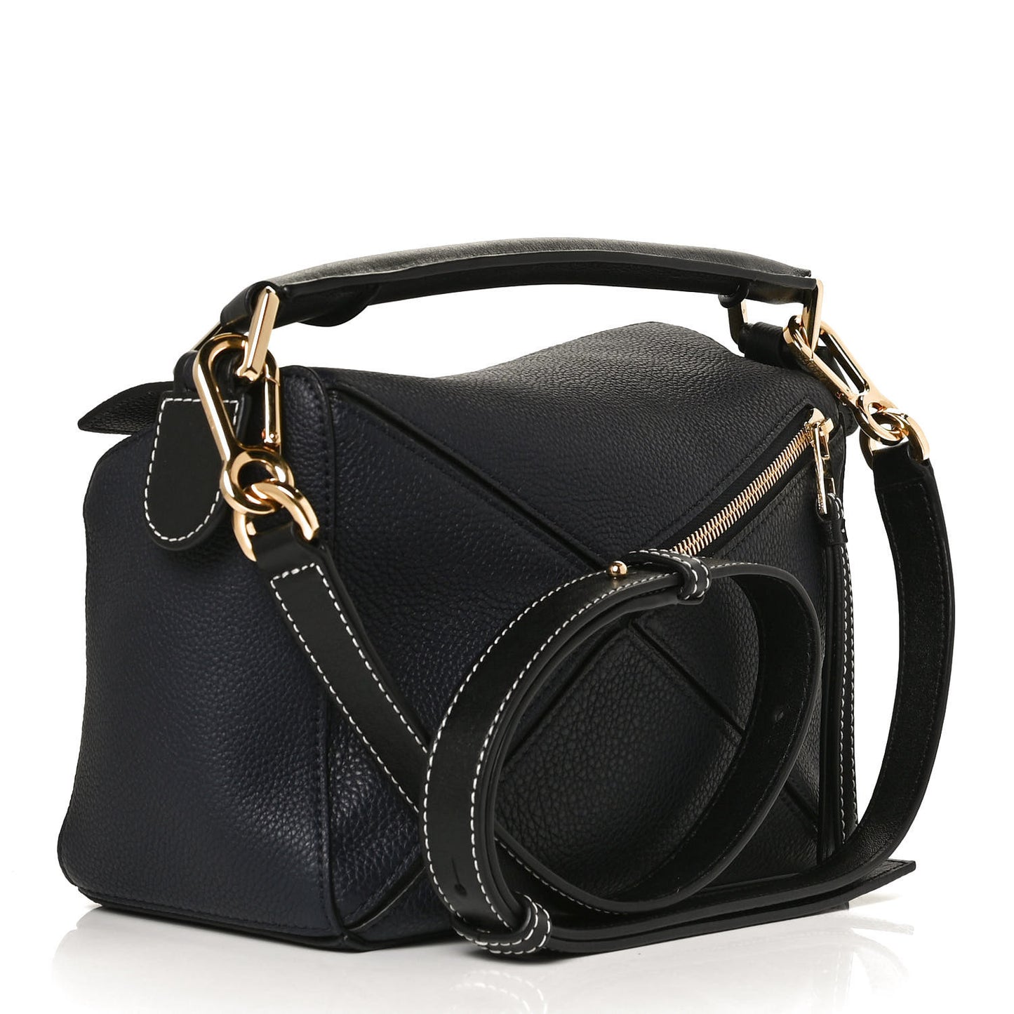 Calfskin Small Puzzle Bag Midnight Blue Black