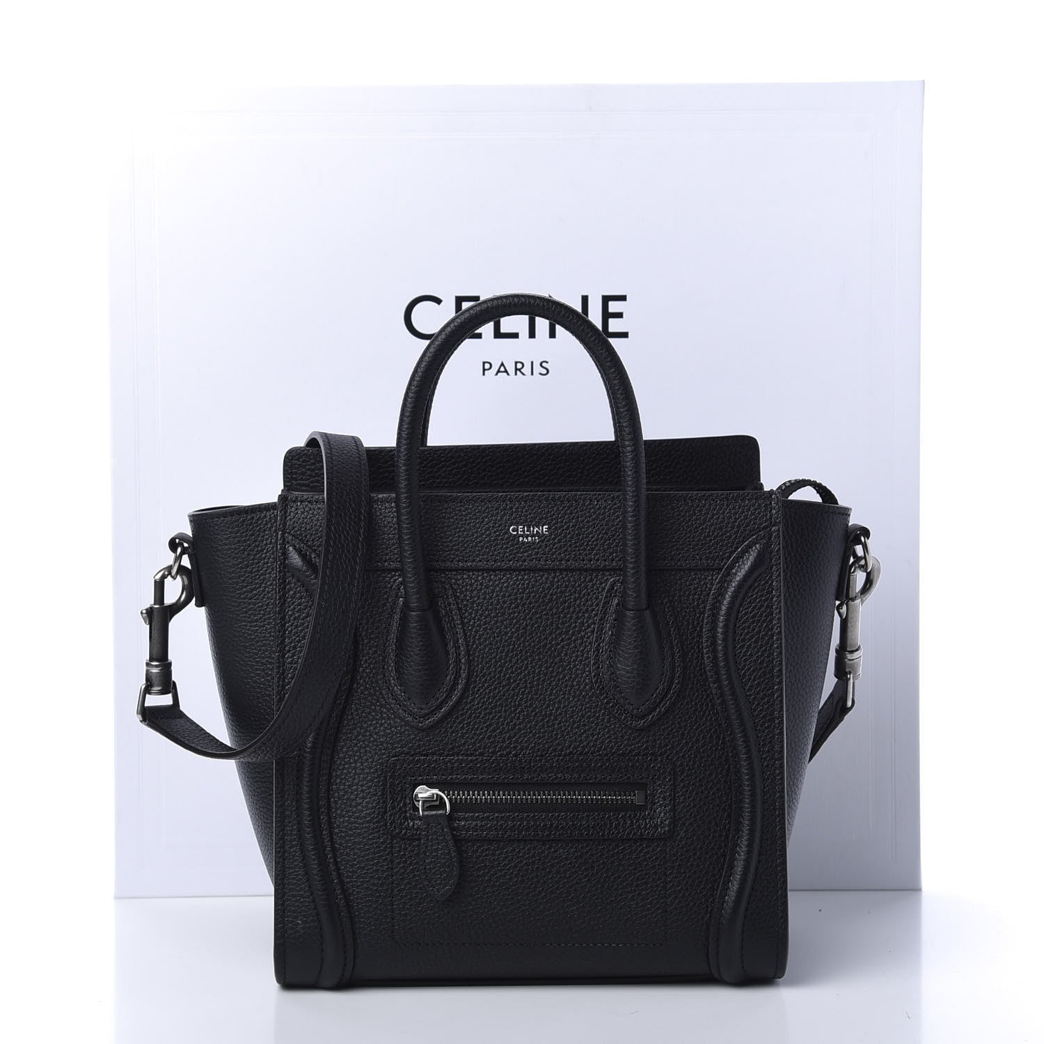 Celine Drummed Calfskin Nano Luggage Black 11 of 11