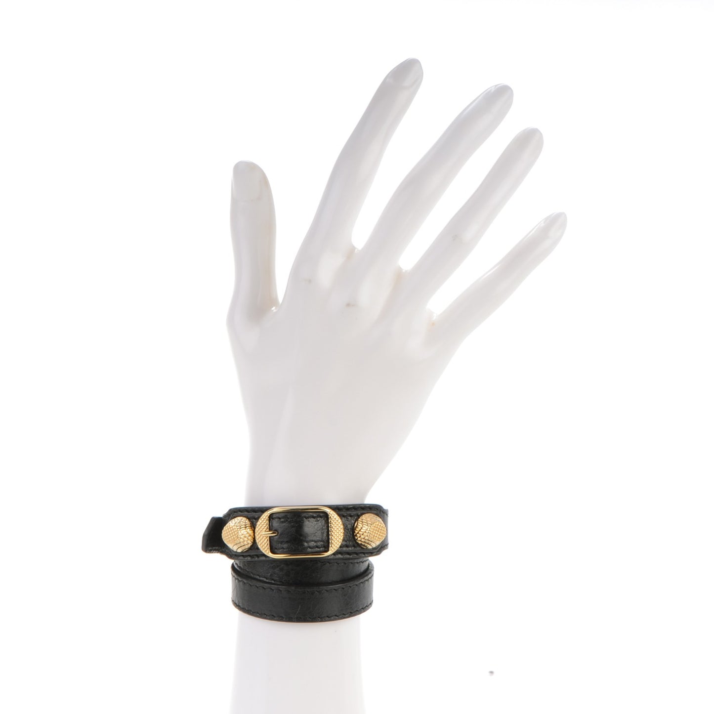 Agneau Giant 12 Gold Hardware Triple Tour Bracelet S Black