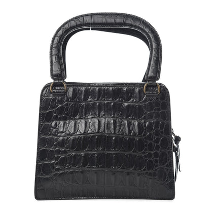 Miu Miu Calfskin Crocodile Embossed Top Handle Tote Black 1 of 9