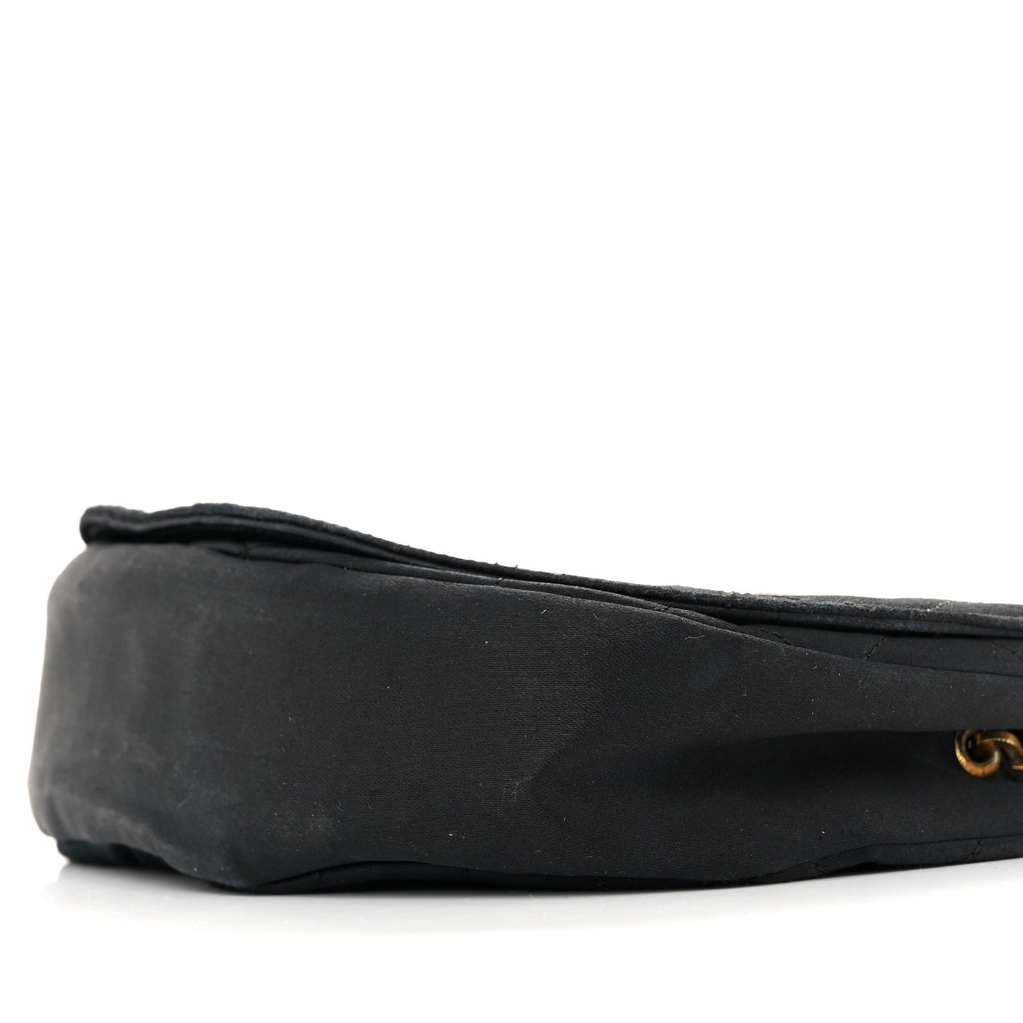 Satin Quilted Half Moon Flap Black