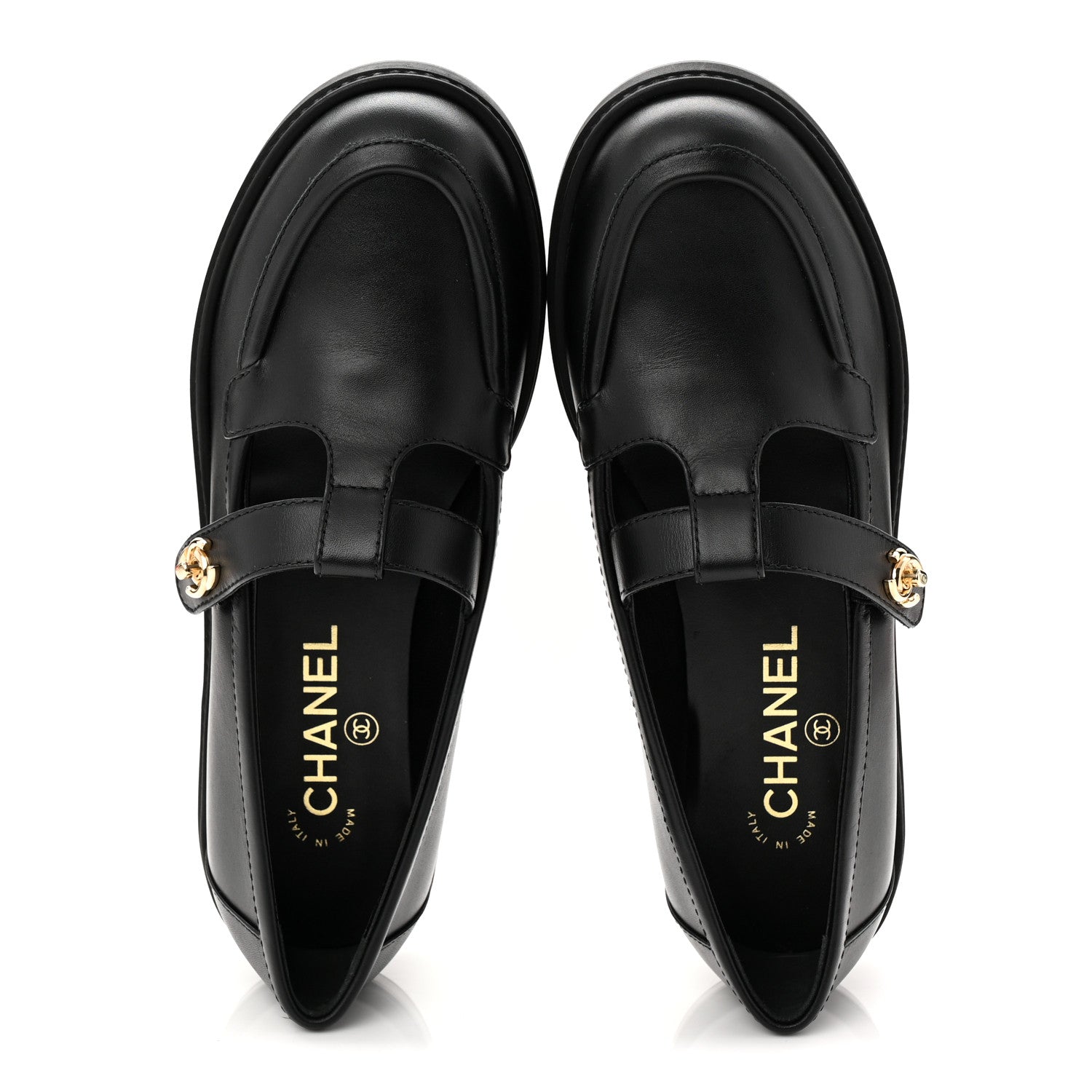 Chanel Calfskin CC Turnlock Moccasin Loafers 37.5 Black 2 of 10