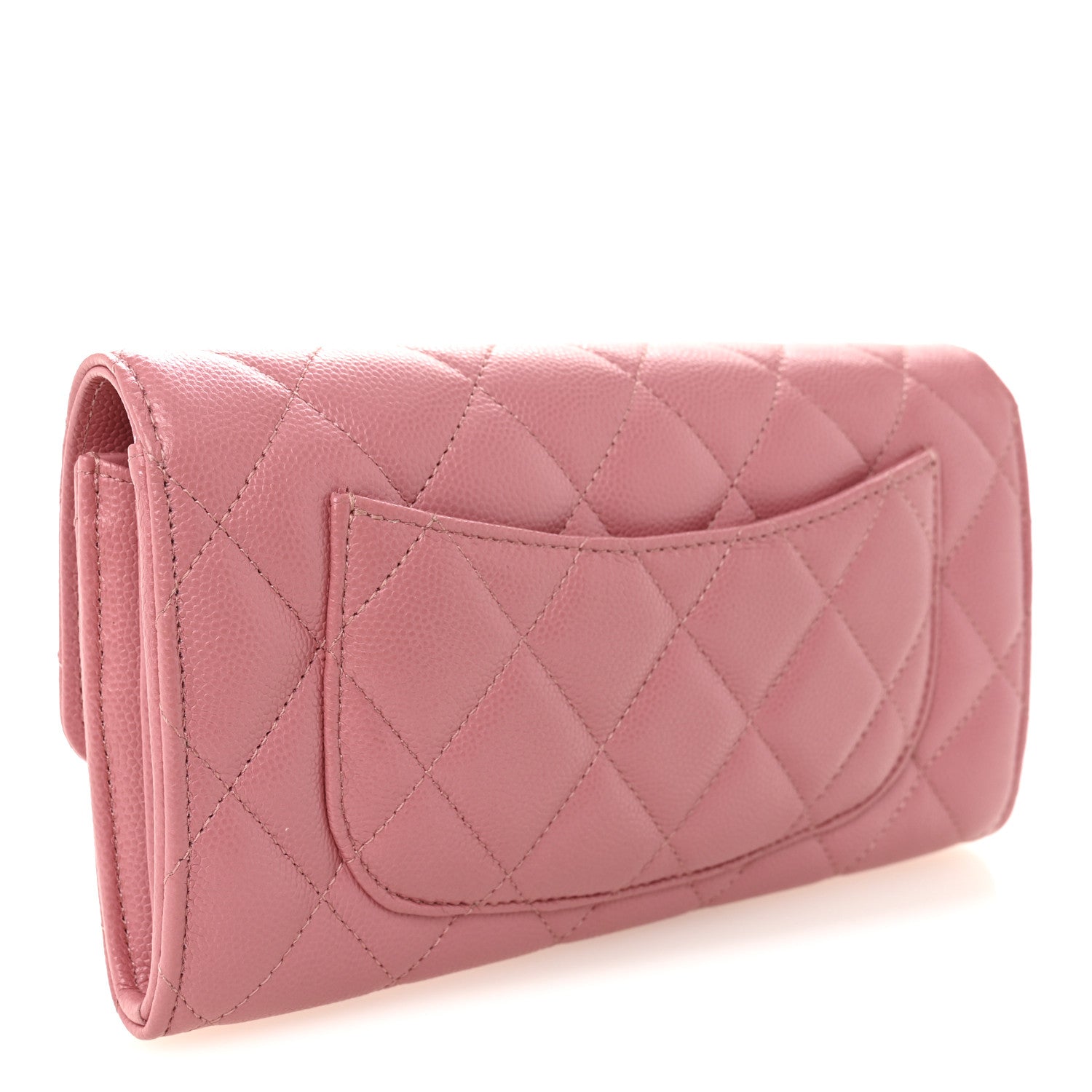 Chanel Caviar Quilted Large Gusset Flap Wallet Pink 2 of 8