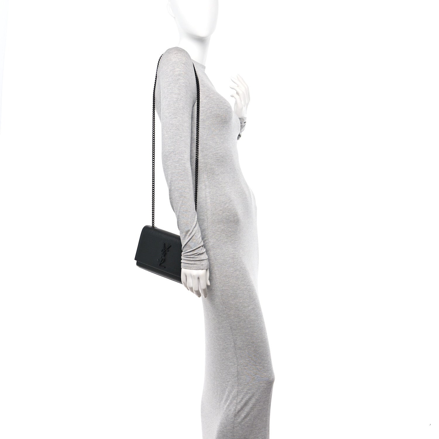Saint Laurent Grain De Poudre Small Monogram Monochrome Kate Satchel Black 2 of 10