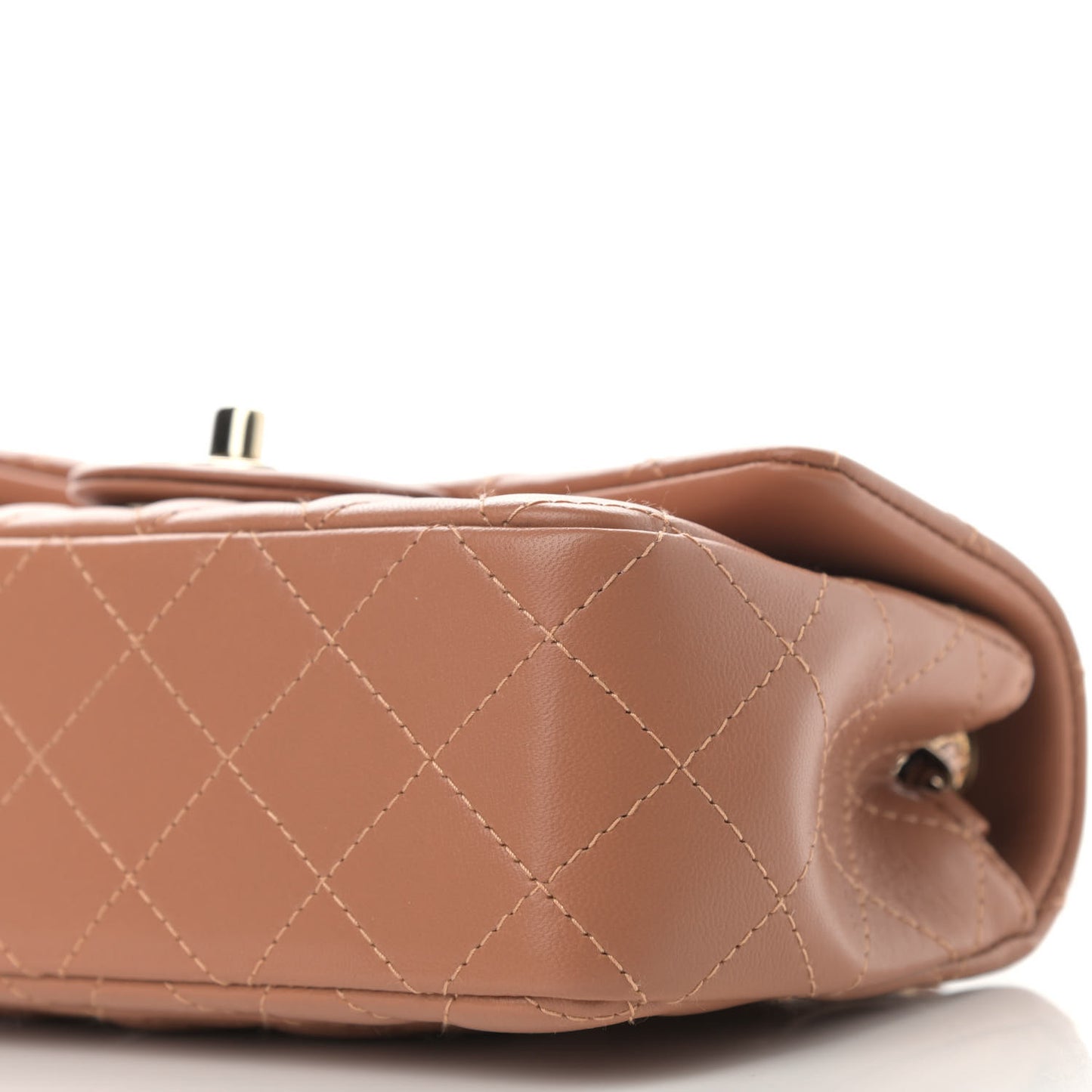 Lambskin Quilted Mini Rectangular Flap Brown