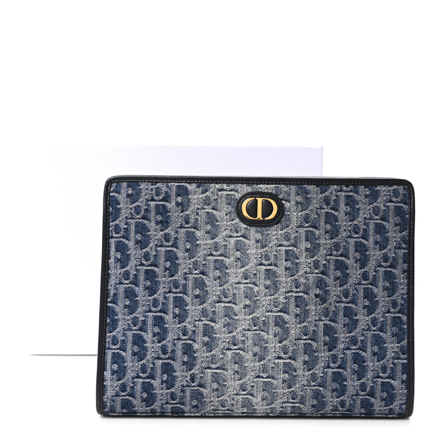 Christian Dior Denim Jacquard Oblique 30 Montaigne Dea Pouch  Blue 10 of 10