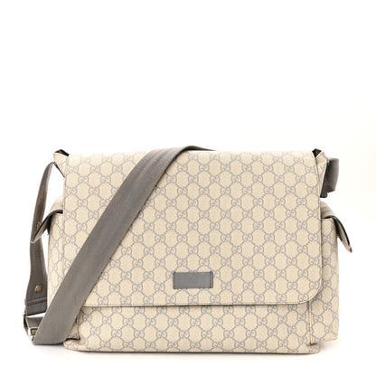 Gucci GG Supreme Monogram Messenger Diaper Bag Ecru Grigio 1 of 19