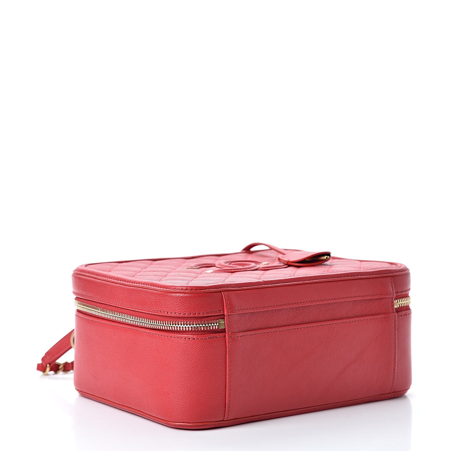 Caviar Quilted Large CC Filigree Vanity Case Red