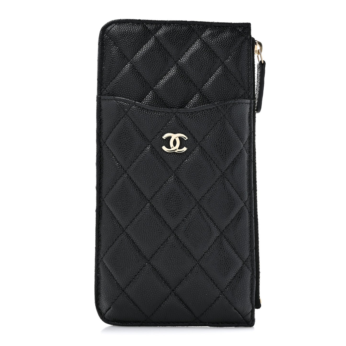 Caviar Quilted Classic Flat Wallet Pouch Black