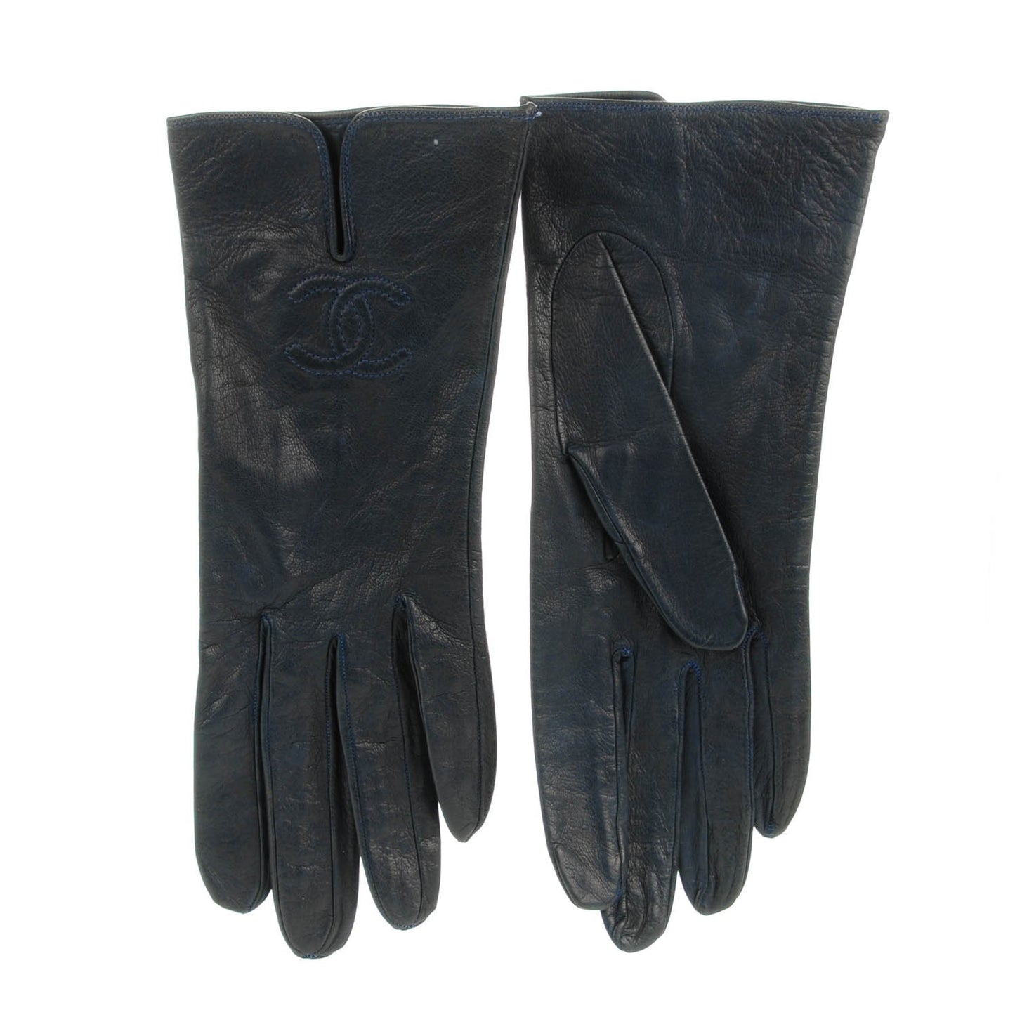 Goatskin CC Gloves 7.5 Navy Blue
