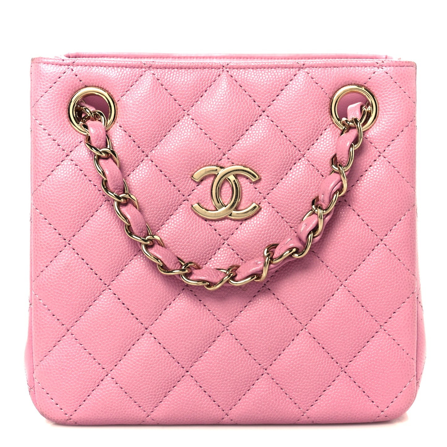 Caviar Quilted Mini Bucket Bag Pink