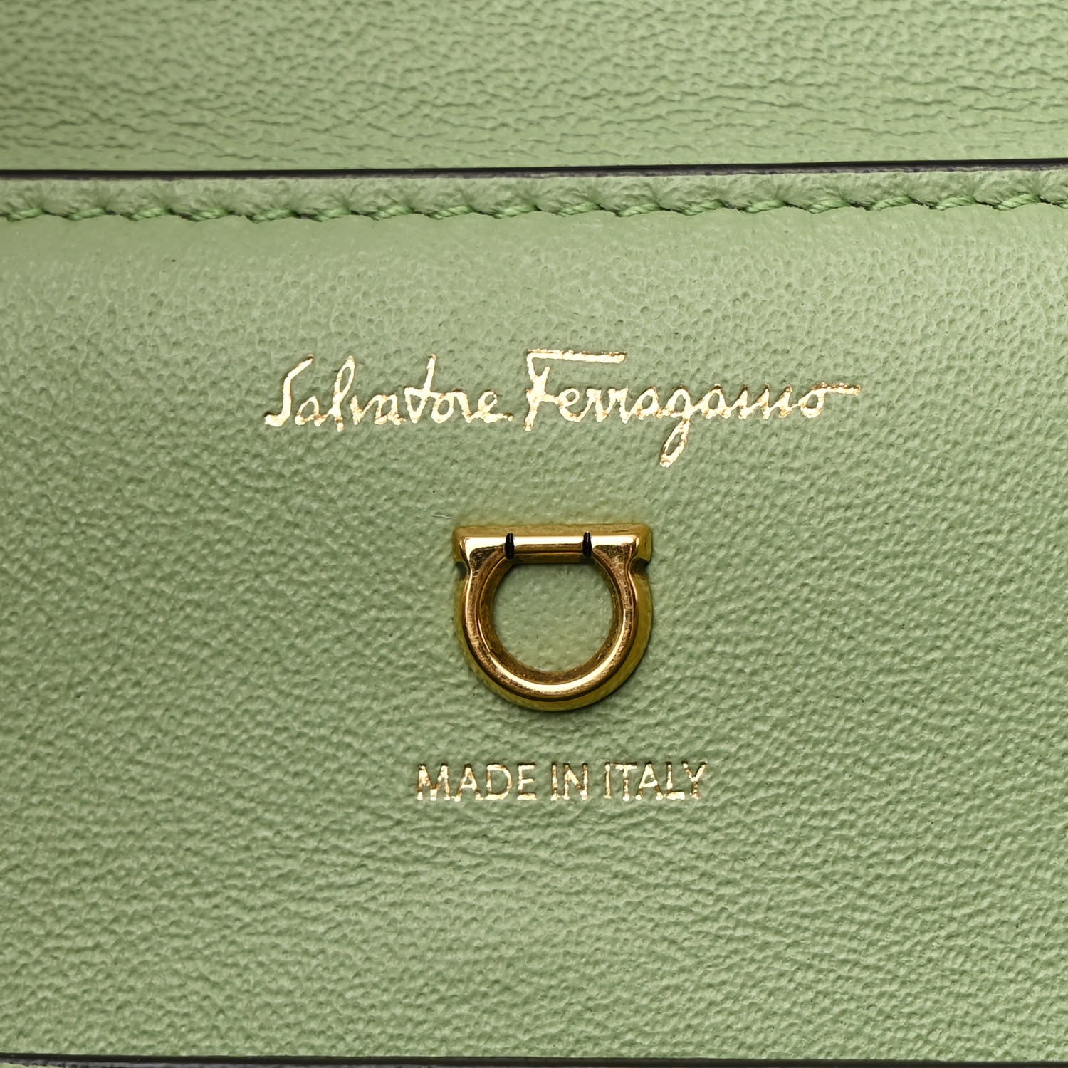 Salvatore Ferragamo Calfskin Gancini Large Trifolio Top Handle Bag Sage Green 7 of 11
