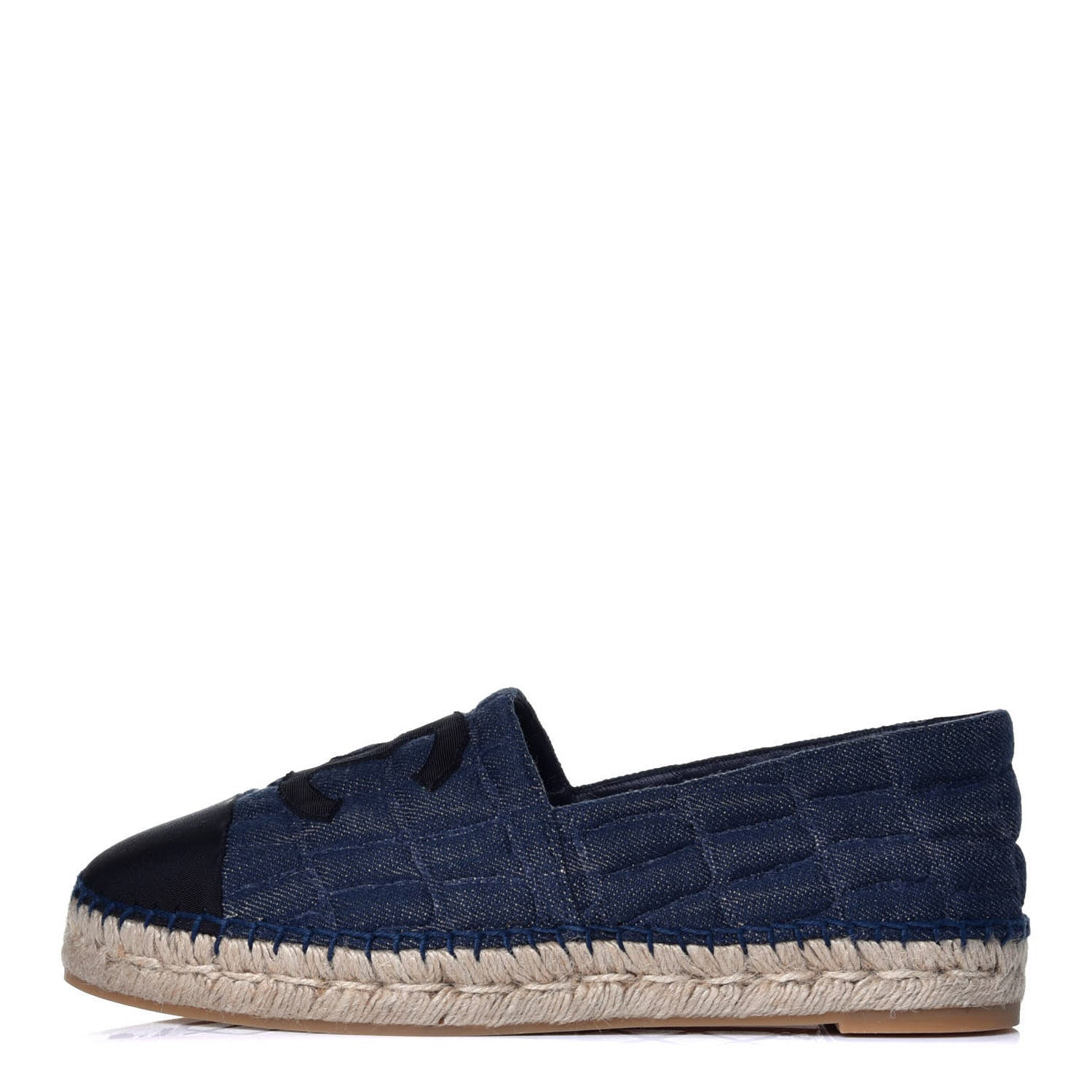 Chanel Denim Toile Embossed CC Espadrilles 40 Blue Black 1 of 8