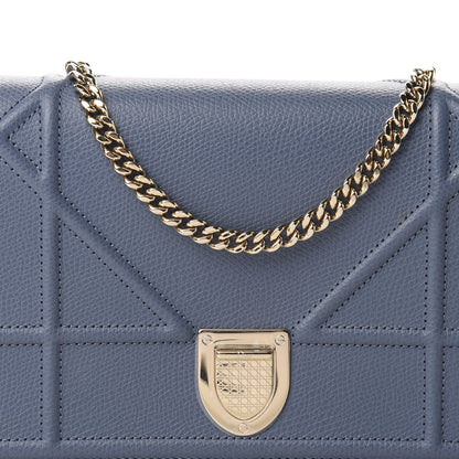 Christian Dior Grained Calfskin Diorama Wallet on Chain Pouch Denim Blue 10 of 11