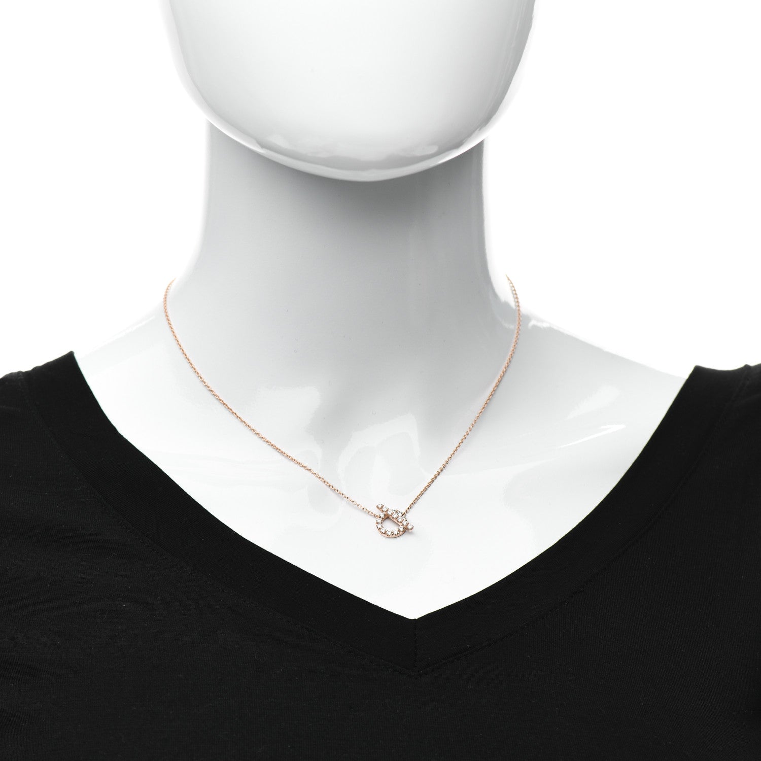 Hermes 18K Rose Gold Diamond Finesse Pendant Necklace 2 of 5