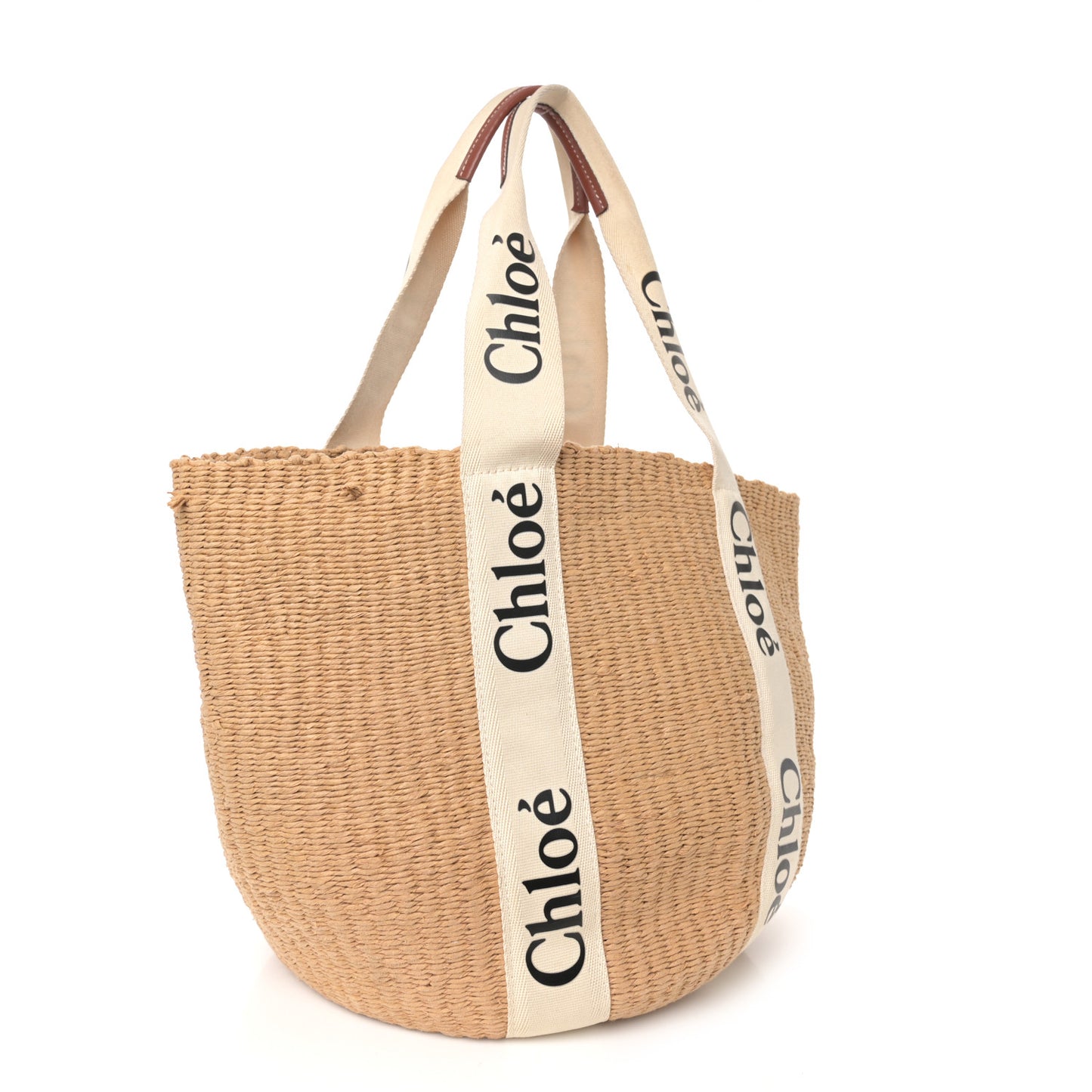 Raffia Large Woody Tote White
