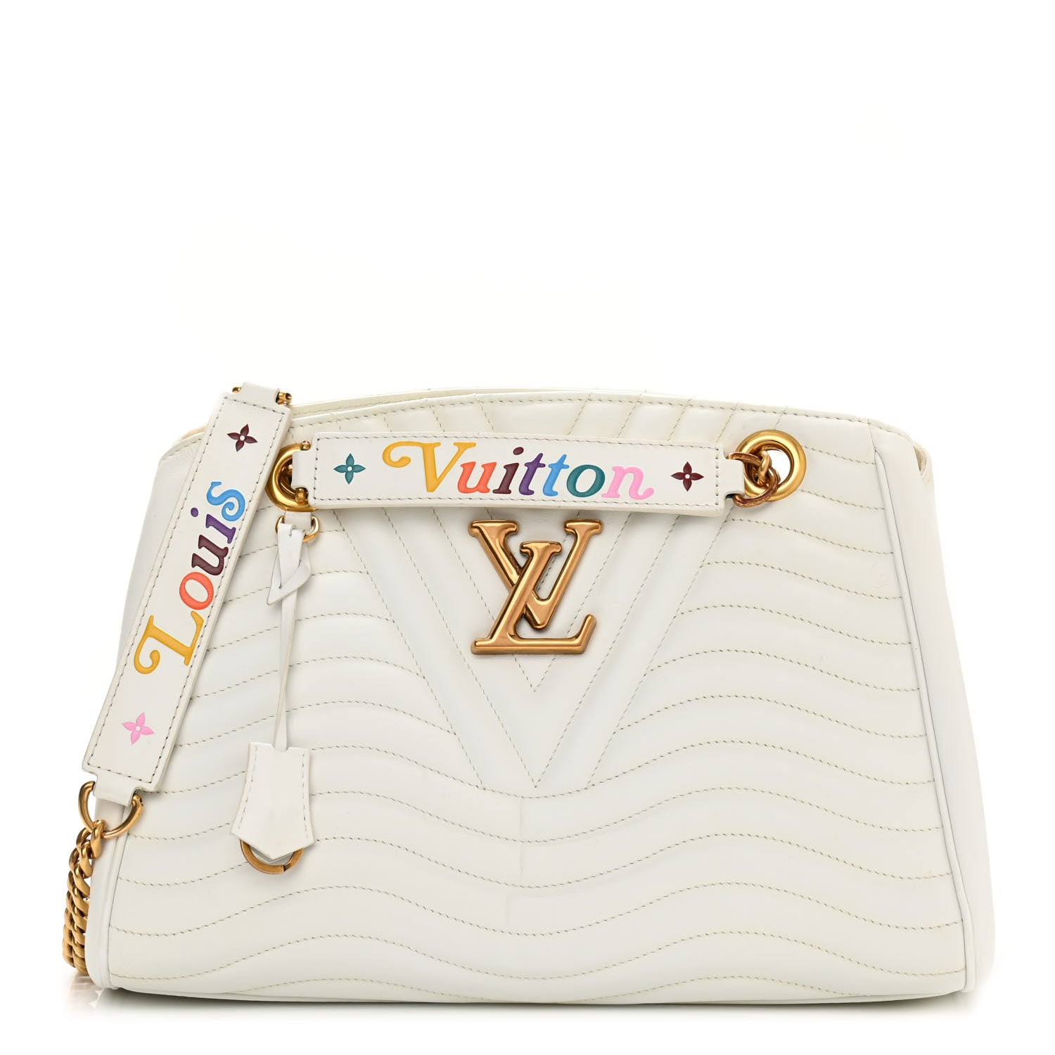 Louis Vuitton Calfskin New Wave Chain Tote Snow 1 of 16