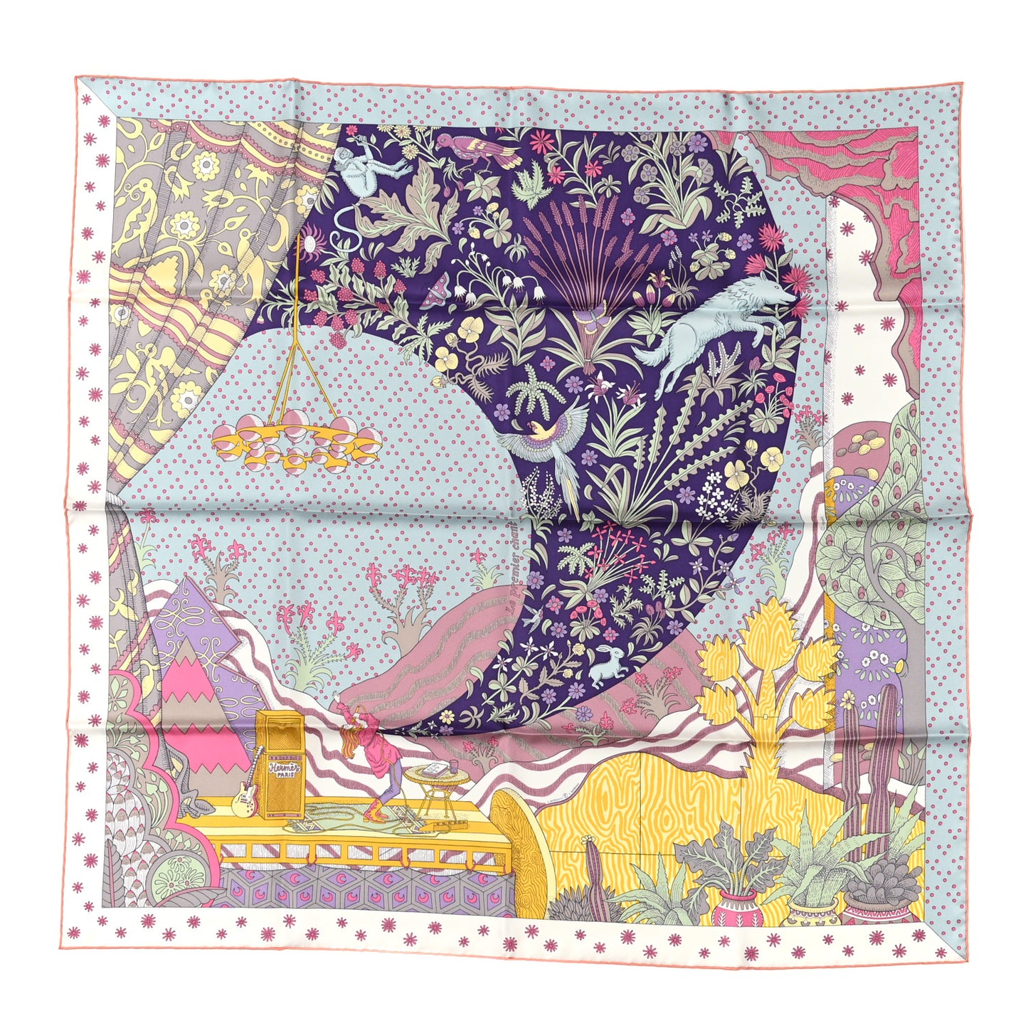 Silk Le Premier Chant Scarf 90 Violet Bleu Glacier