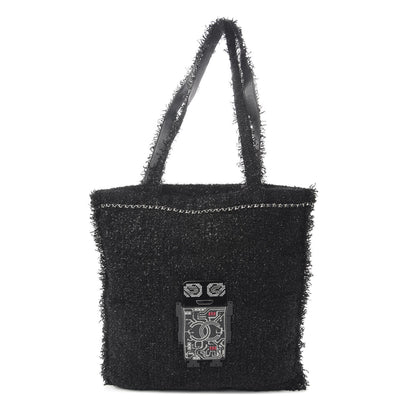 Chanel Tweed Resin Strass Large Robot Shopping Bag Black 1 of 10