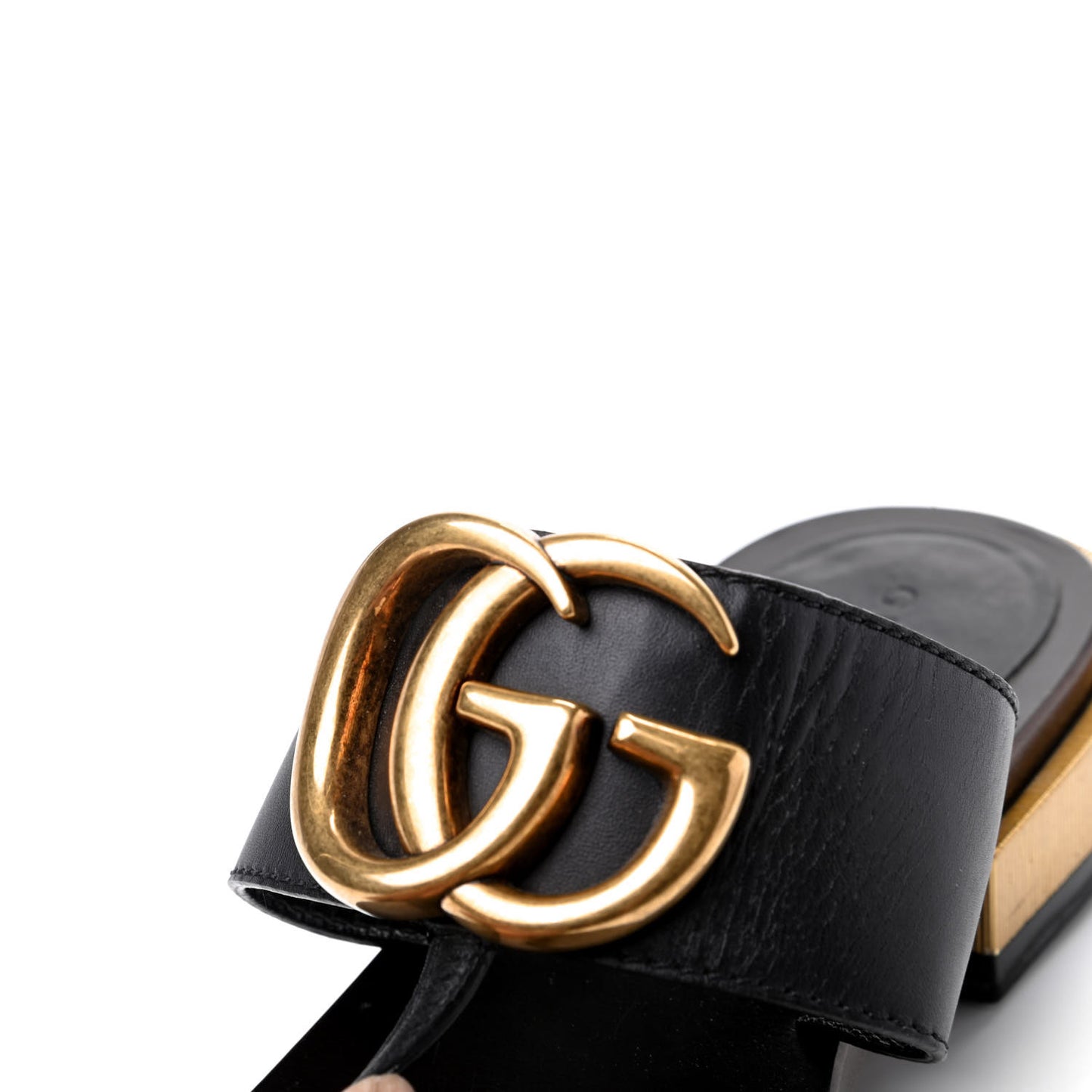 Lifford Calfskin GG Marmont Thong 25mm Sandals 38 Black