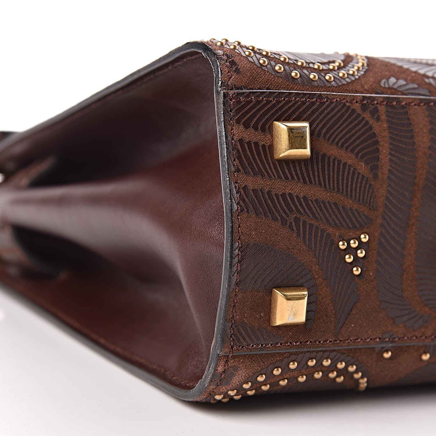 Valentino Garavani Calfskin Embossed Studded Medium My Rockstud Frame Bag Cacao 9 of 12