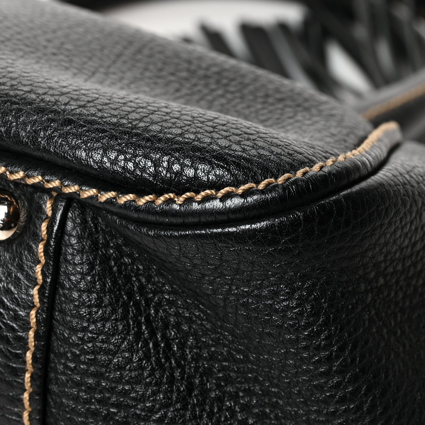 Calfskin Small Tassel Bowler Black