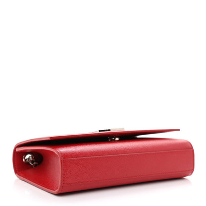 Saint Laurent Grain De Poudre Small Monogram Kate Satchel Red 4 of 7