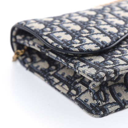 Christian Dior Oblique Saddle Chain Pouch Blue 7 of 9