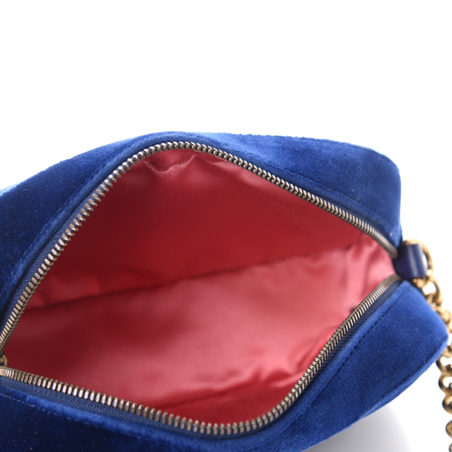 Gucci Velvet Matelasse Small GG Marmont Chain Shoulder Bag Cobalt 5 of 10